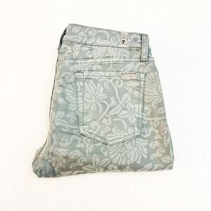7 For All Mankind Cropped Gwenevere Floral Brocade Patterned Jeans Size 29